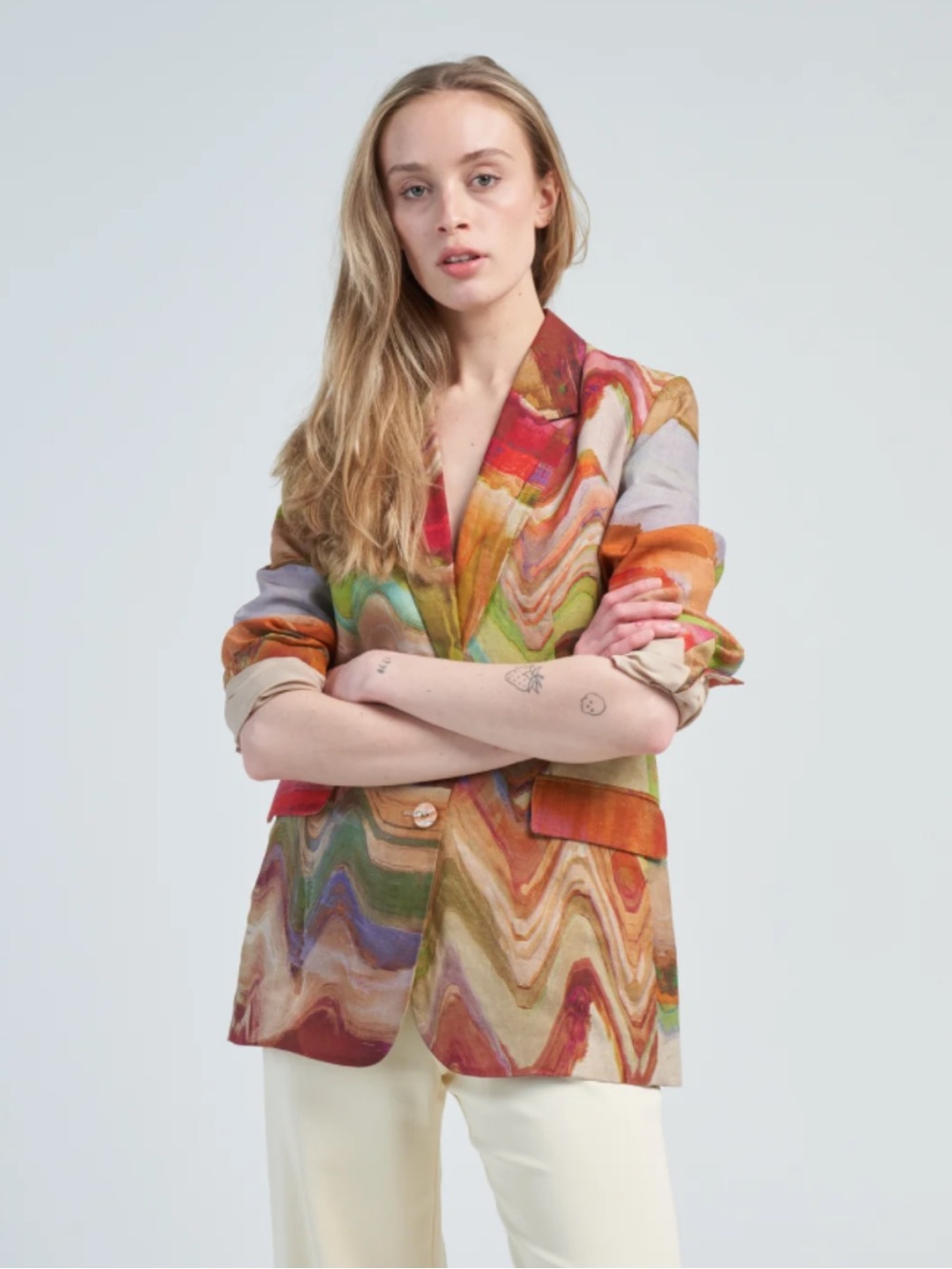 Ulla Johnson Elias Blazer Jacket Sunset Multicolor Linen Blend Size M NWT
